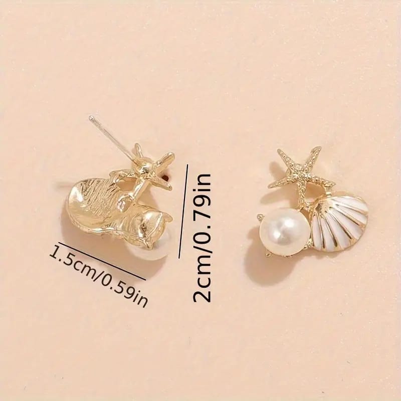 Starfish Shell Pearl Earring
