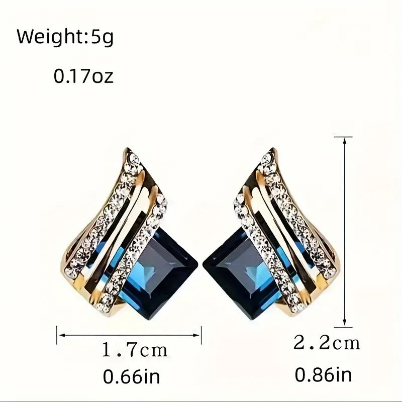 Synthetic Zircon Stud Earrings Red