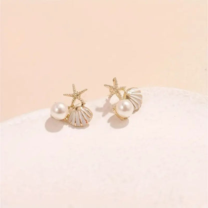 Starfish Shell Pearl Earring