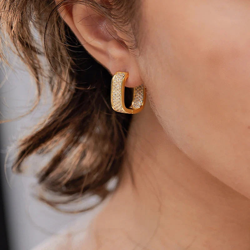 Square Hoop Earrings in Golden