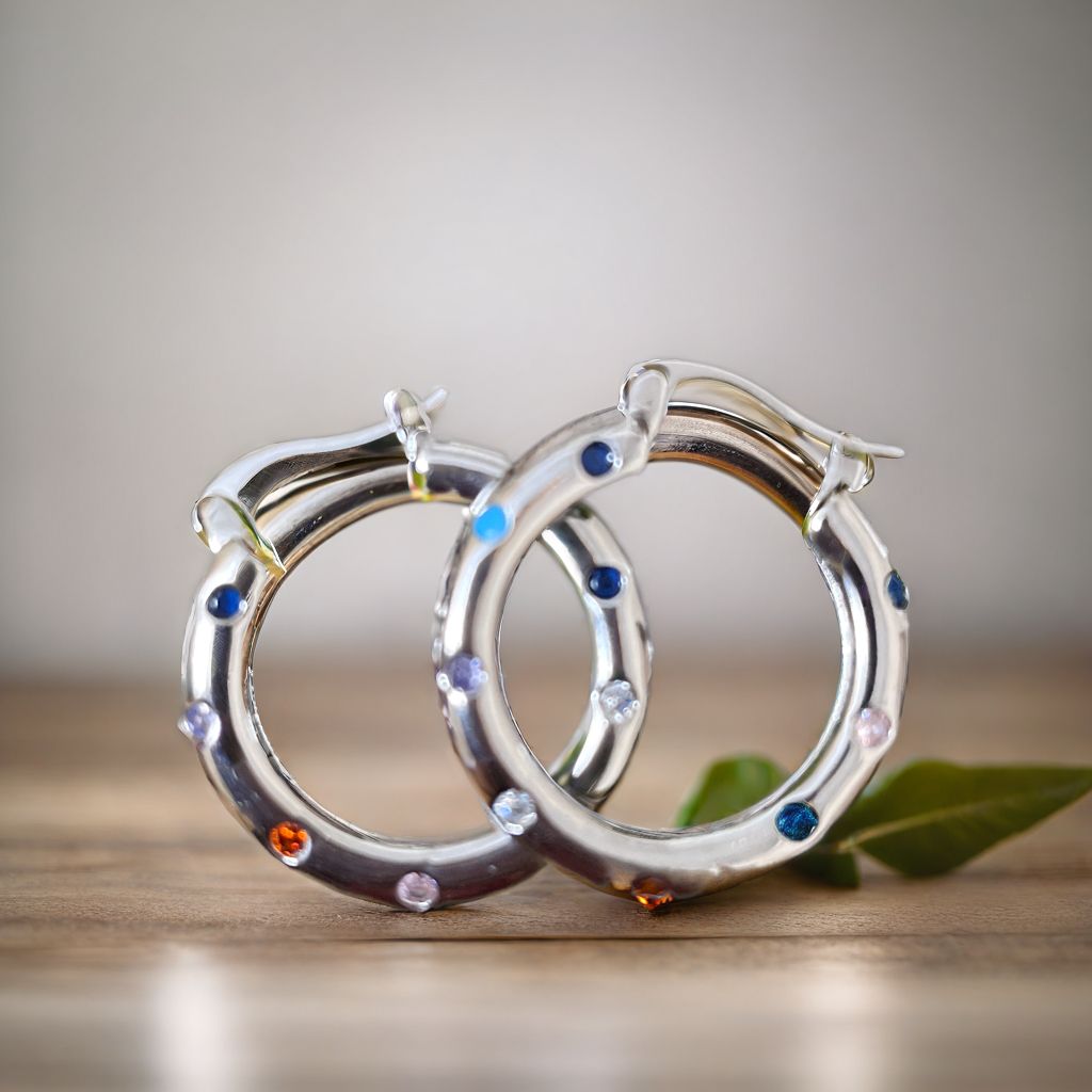 Gemstone Hoop Earrings