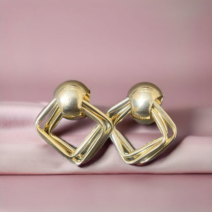 Square Stud Earrings Golden